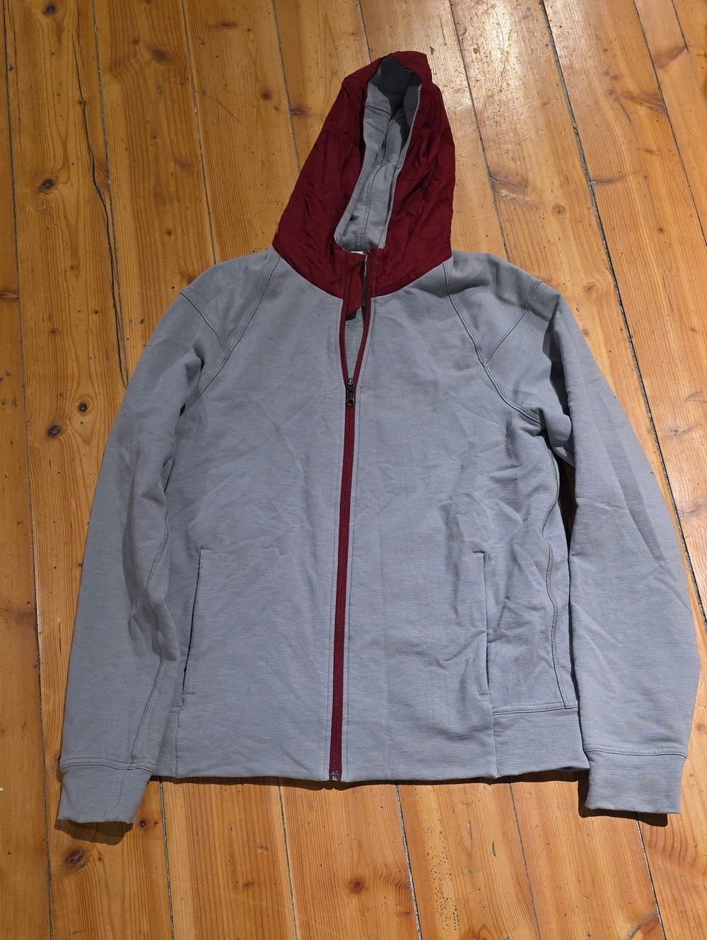 lululemon athletica Light Gray Hoodie with Maroon Hood